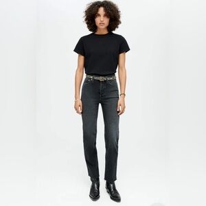 Re/done 70s Stove Pipe High-Rise Stretch Crop Jeans
